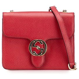 Gucci Rosso Piccolo Dollar in Pelle di Vitello Borsa a Spalla Interlocking G Rosso