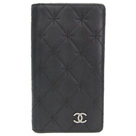 Chanel Coco Mark Damen-Lammleder Langbörse Schwarz