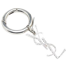 Chaveiro de prata prateada com logotipo de strass Saint Laurent Prata