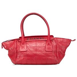 Chanel Red Lambskin Square Stitched Lax Handbag Red
