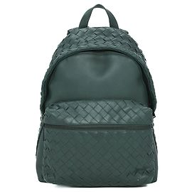 Bottega Veneta Intrecciato Leather Backpack Green