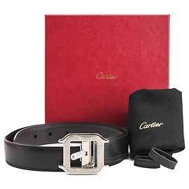 Cinturón Reversible Cartier Santos Castaño Negro Plata