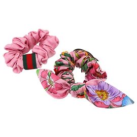Scrunchie de seda con estampado Flora de Gucci Rosa Multicolor