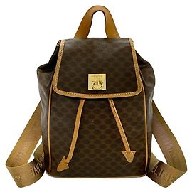 Céline Celine Vintage Macadam Blason Leder Rucksack Braun