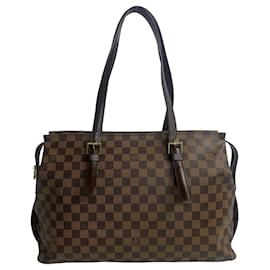 Louis Vuitton-Louis Vuitton Chelsea Damier Leather Tote Bag-Brown