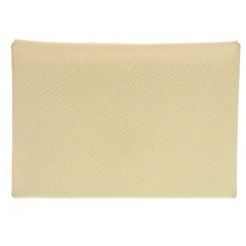 Hermès Calvi Duo Epsom Leather Coin Case White