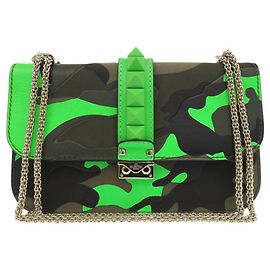 Bolsa de Ombro Camuflada Glam Rock Valentino Garavani Outro Verde