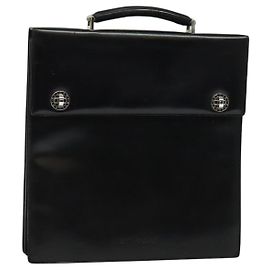Bulgari BVLGARI Business Bag Leather Black Silver Auth bs28749 Black Silvery