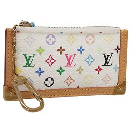 LOUIS VUITTON Multicolor Pochette Cles Münzbörse Weiß M92655 LV Auth 139622V Weiß
