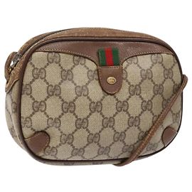 Bolsa Sherry Line GG Supreme Web da GUCCI em PVC bege e dourado 156 02 066 Auth 139661 Bege Dourado