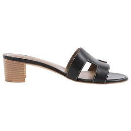 Hermès HERMES OASIS Ledersandalen in Schwarz, Größe 37,5 EU Schwarz