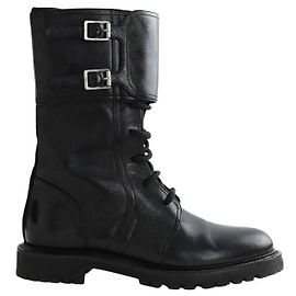 Dior Black Leather Boots Size 39 Black