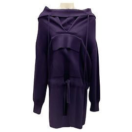Vestido de malha de lã e caxemira roxo com capuz Akris Roxo