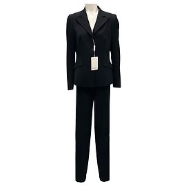 Completo giacca e pantaloni in crepe di lana nera Max Mara Nero