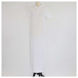 Vestido polo de algodão piquê branco com mangas curtas Prada Branco
