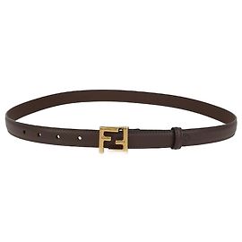 Cinto Slim FF de couro marrom Fendi com fivela Marrom
