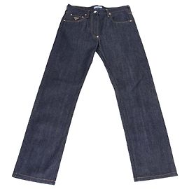 Prada Dark Blue Denim Button Fly Straight Pants Dark blue