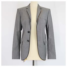 Alexander Wang Grey Wool & Mohair Zip Front Blazer Grey