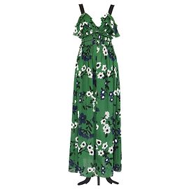 Self portrait Maxikleid mit Rüsche und grünem Blumenmuster von Self-Portrait Grün