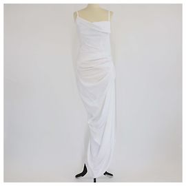 Autre Marque Vestido largo drapeado asimétrico de viscosa blanca Jacquemus The Saudade Blanco