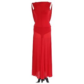 Magda Butrym Red Cupro Drop Waist Maxi Dress Red