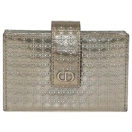 Christian Dior Gold Cannage Patent Gusset Card Holder Golden