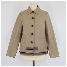 Giacca in cotone beige khaki con logo ape ricamato Christian Dior Beige Cachi