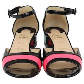 Christian Louboutin-Christian Louboutin Multicolor Patent Leather Mondiri Sandals-Multiple colors