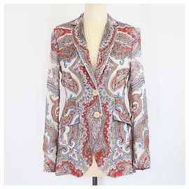 Etro Multicolor Paisley Print Silk Single Breasted Blazer Multiple colors