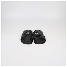 Christian Dior-Dior Homme Black Leather Alias Flat Slides-Black