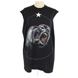 Camisa sin mangas de algodón con estampado de mono negro de Givenchy, ajuste colombiano Negro