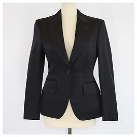Tom Ford Black Silk & Cotton Single Breasted Blazer Black