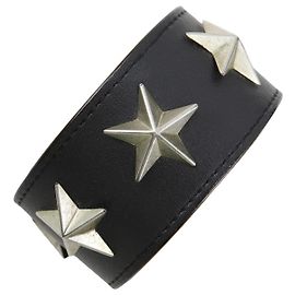 Bracciale in pelle con borchie a stella Givenchy Nero