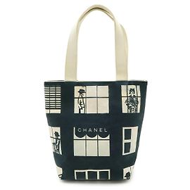 Chanel Canvas Coco Mark Tote Bag Black