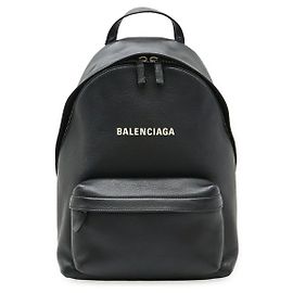 Balenciaga Everyday Logo Leder Rucksack Schwarz
