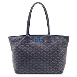 Borsa Tote Goyard Artois PM in PVC/Cuoio Navy Blu