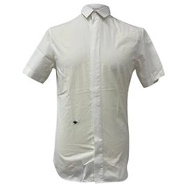 Camisa branca de algodão bordada com abelhas Dior de manga curta Branco Cru