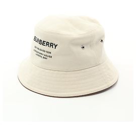 Chapéu de algodão bordado com logo Horseferry da Burberry Marrom Bege