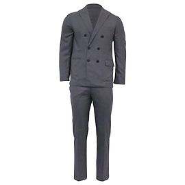 Brunello Cucinelli Double Breasted Jacket and Pants in Grey Virgin Wool Grey