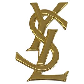Broche Yves Saint Laurent YSL Doré Métallisé