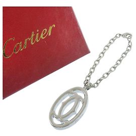 Cartier Decor 2C Oval Keyring Charm Silvery Metallic