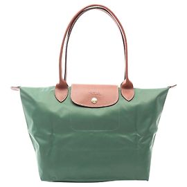 Bolsa Tote M Le Pliage Original em lona e couro Longchamp Verde