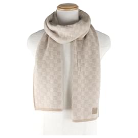 Louis Vuitton-Cachecol de lã Neo Petit Damier Louis Vuitton-Marrom,Bege