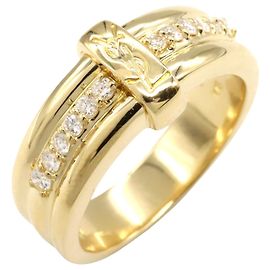 Yves Saint Laurent Diamond Ring K18 Yellow Gold Golden Metallic