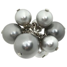 Céline Bague Celine avec perles synthétiques Argenté Métallisé