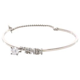 Pulseira de aço inoxidável com logotipo Fendi Prata Metálico