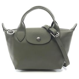 Lederhandtasche Le Pliage Extra XS Khaki von Longchamp Grün