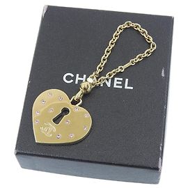Portachiavi con motivo a cuore Chanel D'oro Metallico