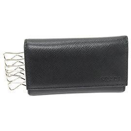 Estuche para llaves de cuero Saffiano Prada Negro