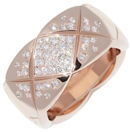 Chanel-Chanel K18 Beige Gold Diamond Coco Crush Ring-Brown,Beige